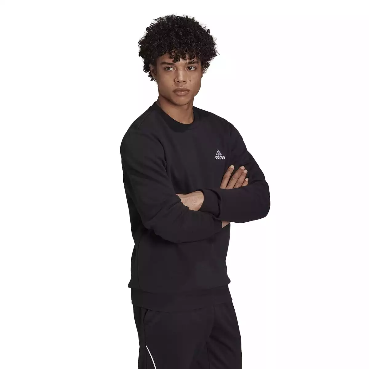 ADIDAS MEN'S ESSENTIALS FLEECE BLACK SWEATSHIRT