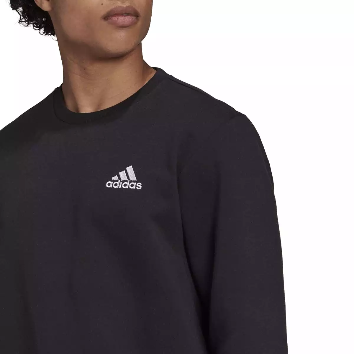 ADIDAS MEN'S ESSENTIALS FLEECE BLACK SWEATSHIRT