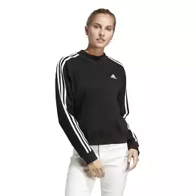 ADIDAS WOMEN'S 3 STRIPE BLACK CREW SWEATSHIRT