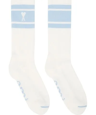 AMI PARIS White & Blue Ami de Cœur Socks