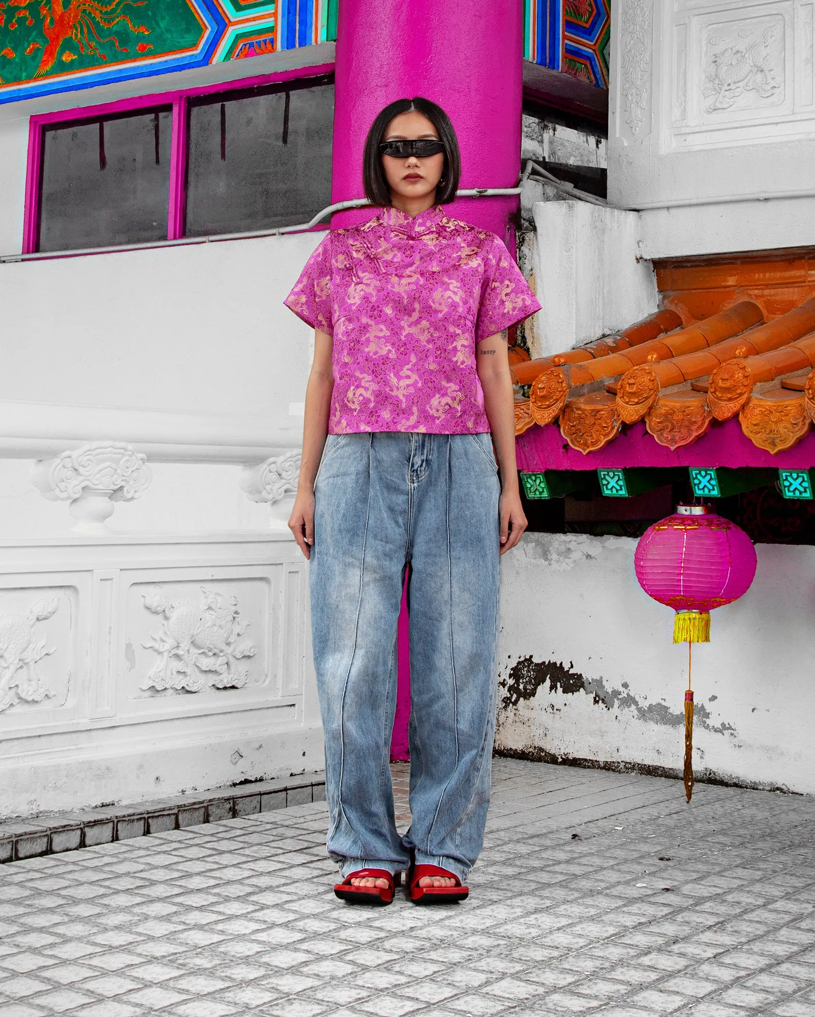 Baju Feng Tenun Naga (Magenta)