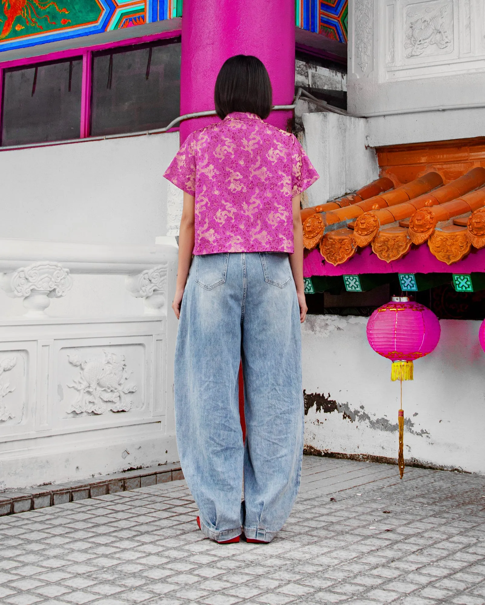 Baju Feng Tenun Naga (Magenta)