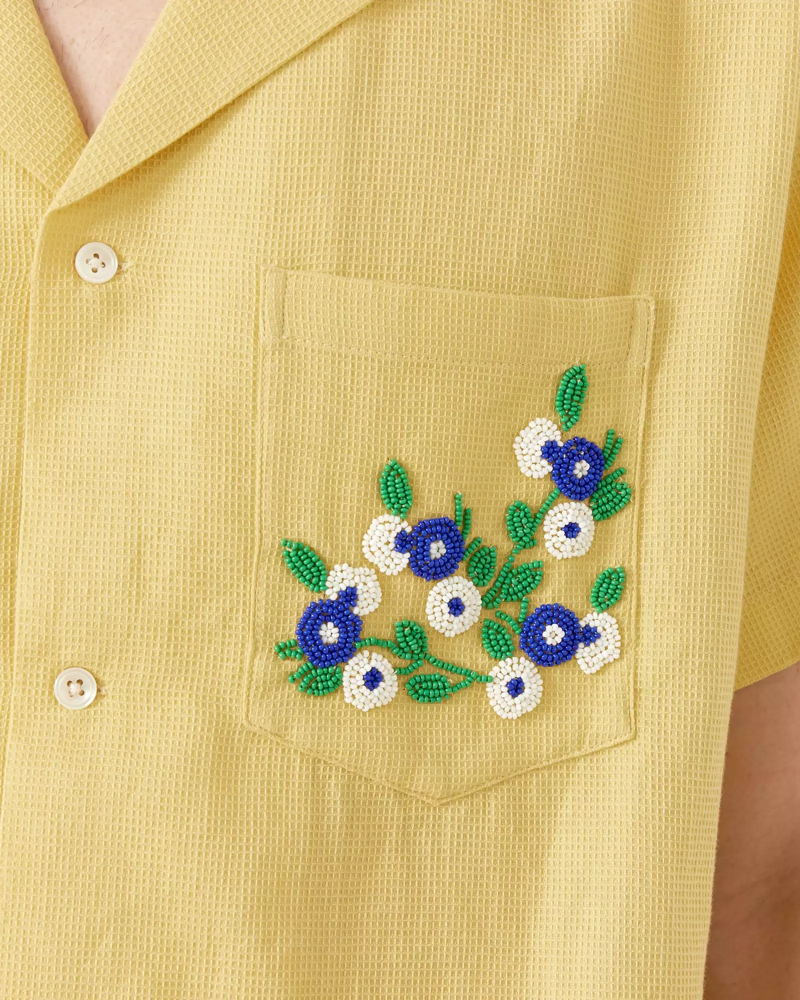 Beaded Chicory Short Sleeve Shirt in Yellow