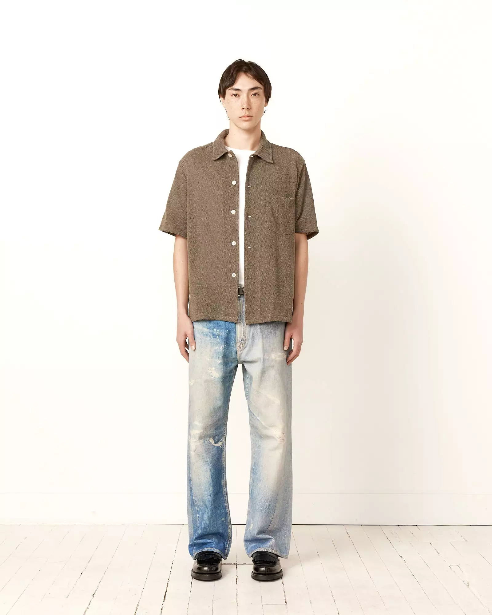 Box Short Sleeve Shirt in Muck Boucle