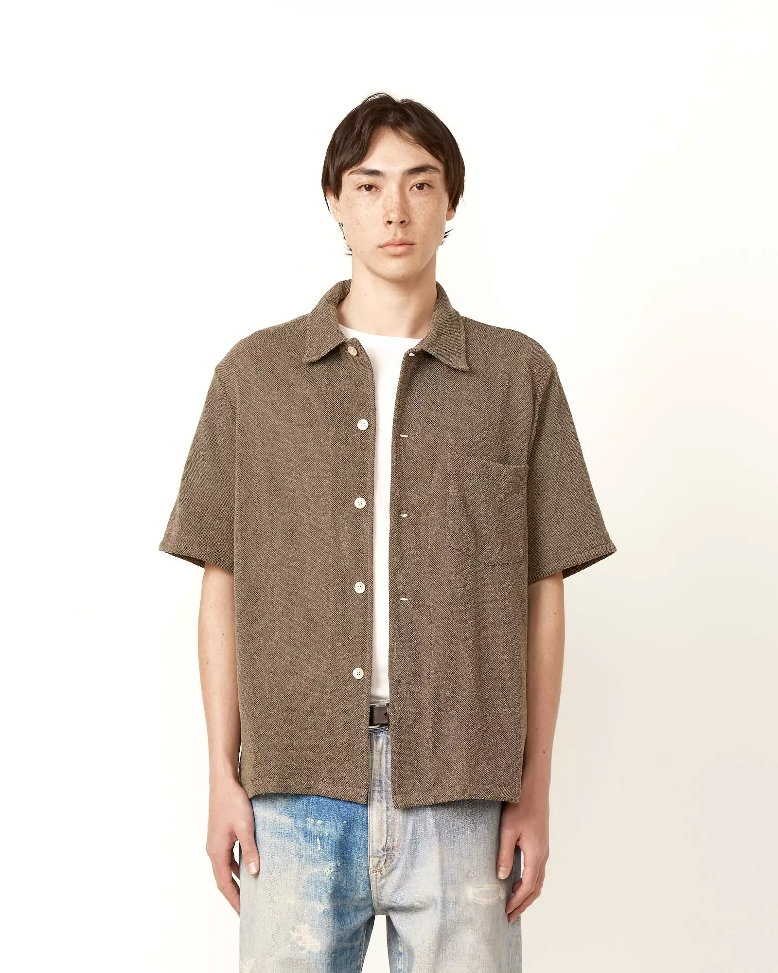 Box Short Sleeve Shirt in Muck Boucle