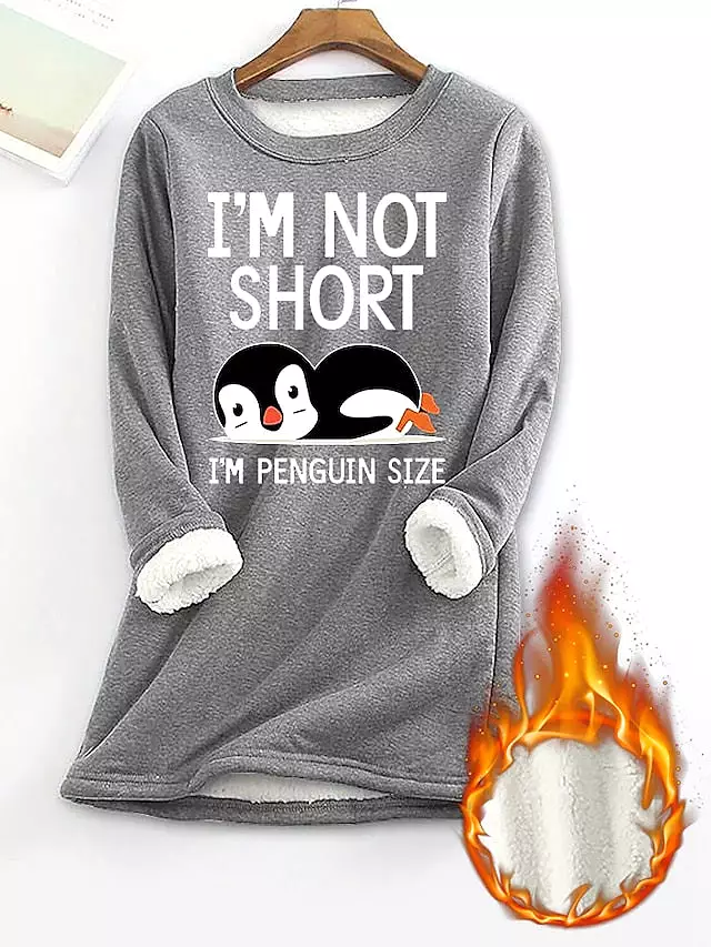 Cozy Thermal Shirt with Penguin Design for Women: Stylish Comfort for Fall and Winter