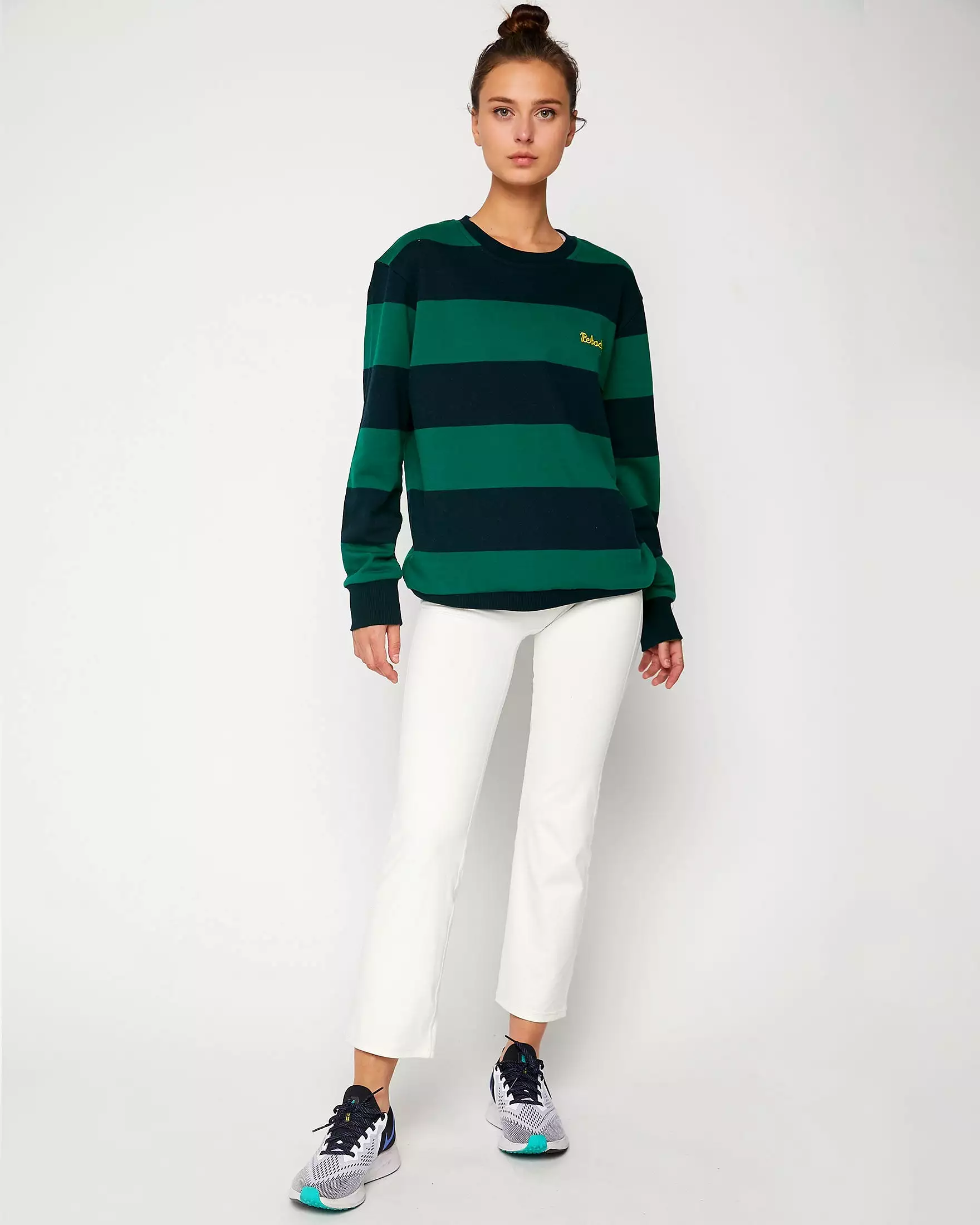 Embroidered Rebody Rugby Striped Sweatshirt Sustainable