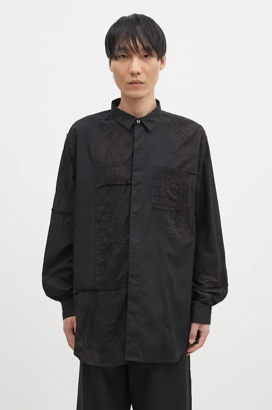 Engineered Garments cotton shirt Combo Short Collar men's black color relaxed 24F1A017