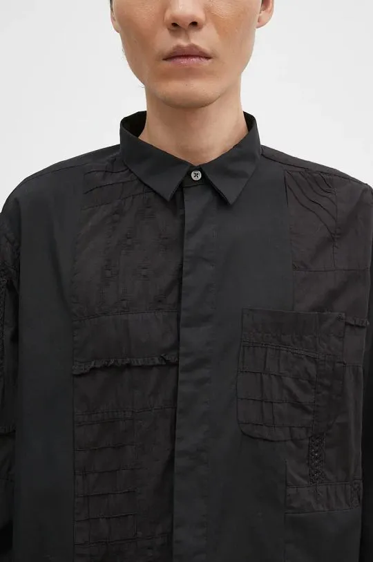 Engineered Garments cotton shirt Combo Short Collar men's black color relaxed 24F1A017