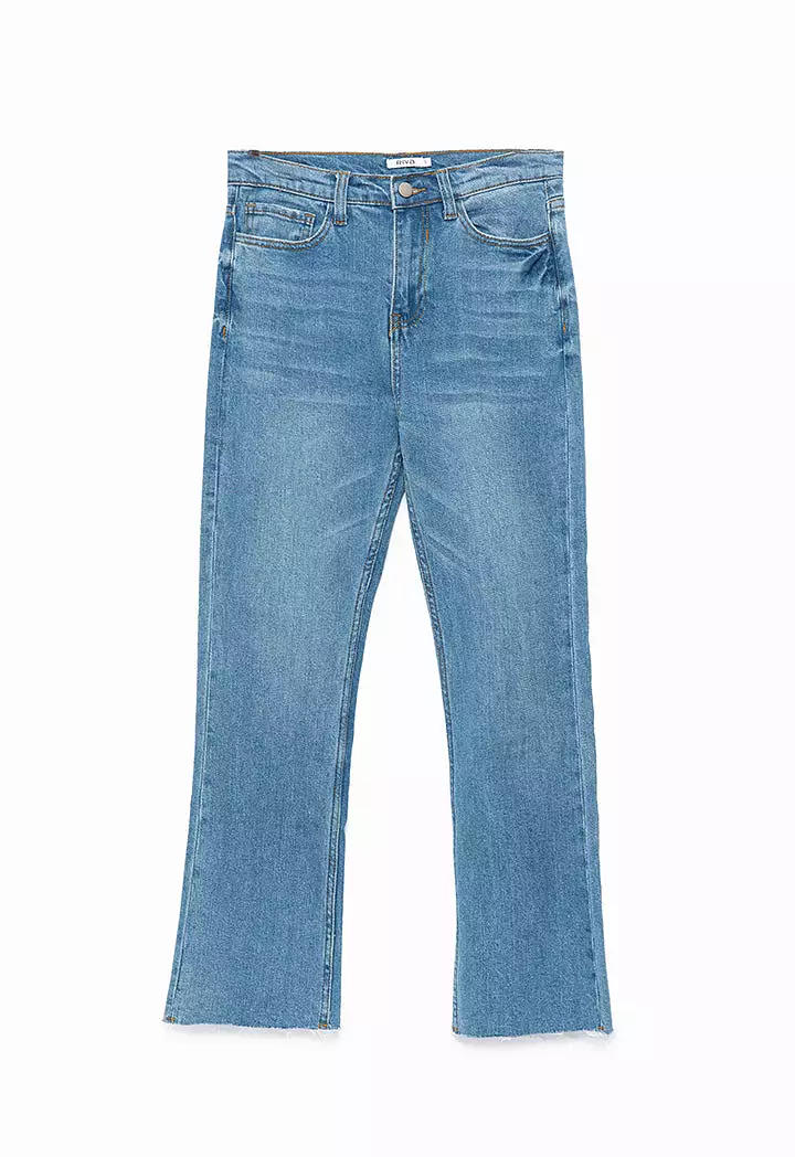 Frayed Hem Solid Jeans