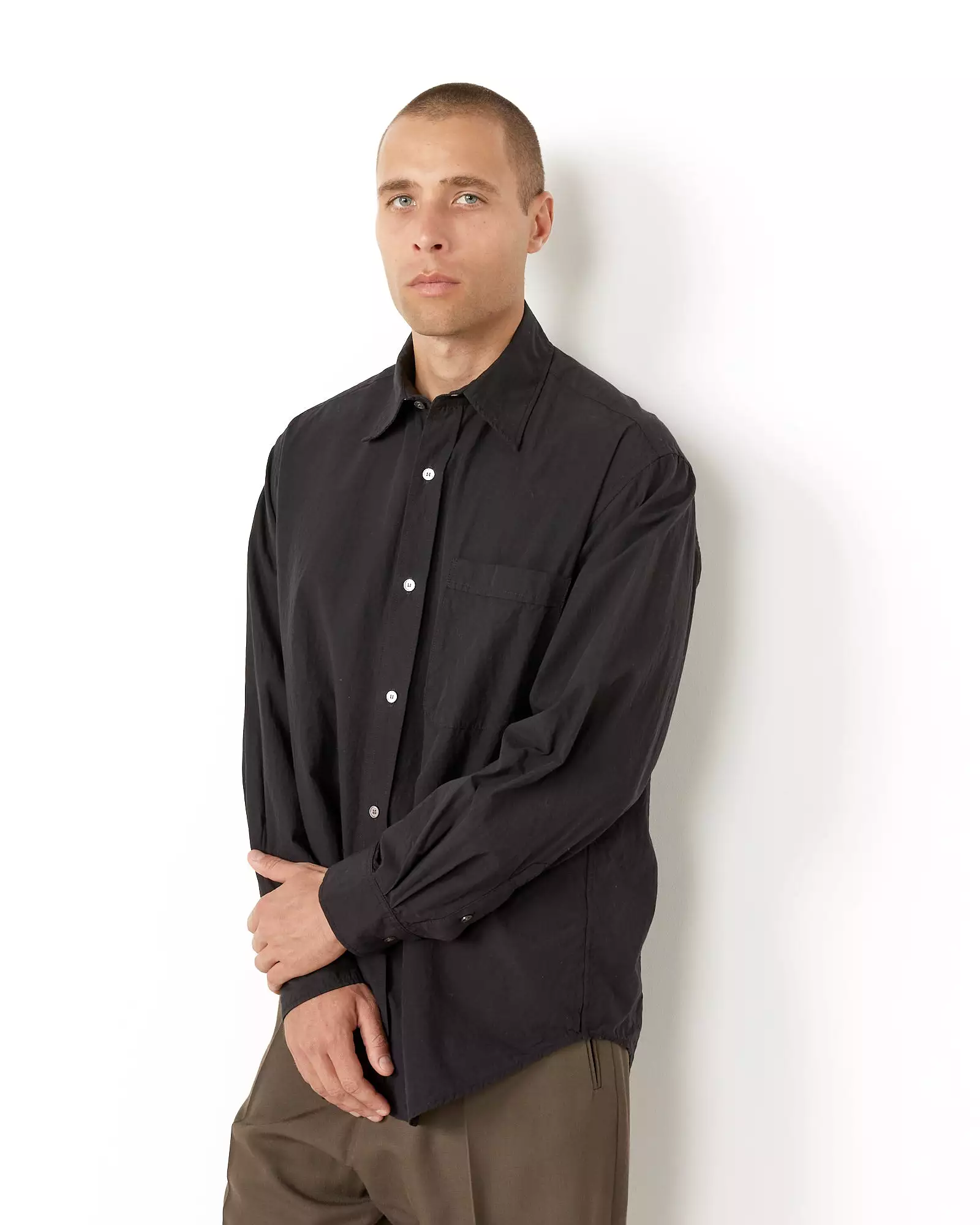 Gio Shirt in Crushed Cotton Black