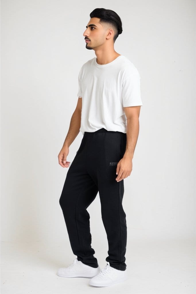 INSPORT MEN'S ASPEN BLACK TRACKPANTS (OPEN LEG)