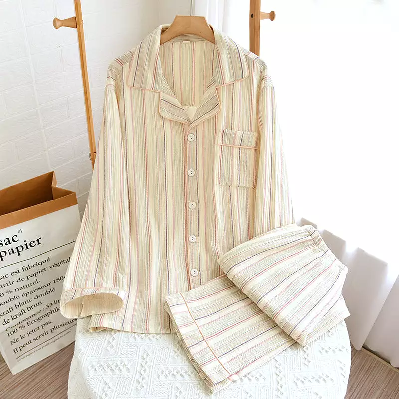 INSTOCK- cotton gauze crepe pajamas thin large size men and women