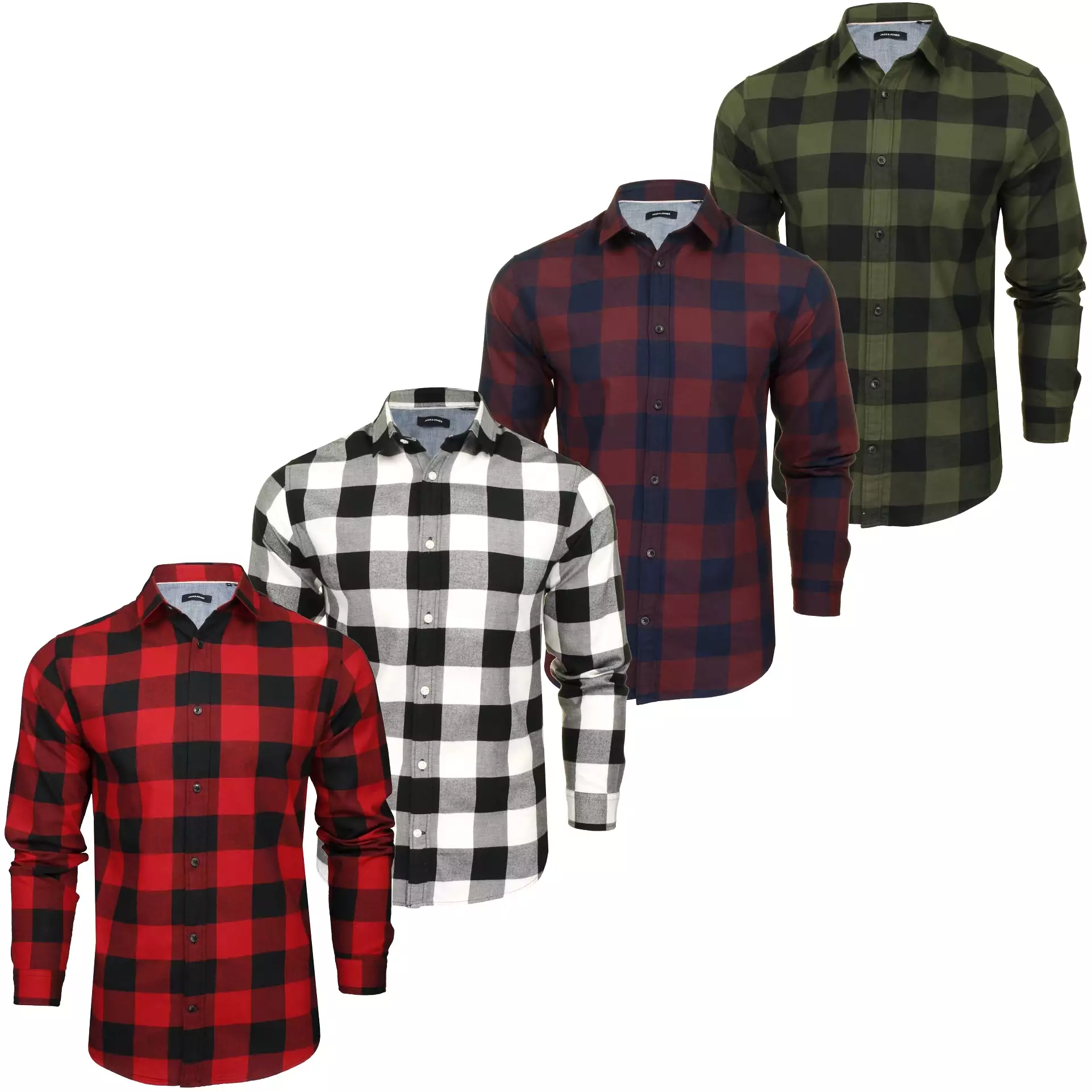 Jack & Jones Men's 'Gingham' Check Twill Shirt - Long Sleeved