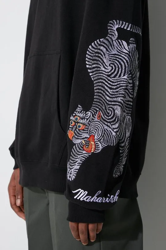 Maharishi cotton sweatshirt men's black color