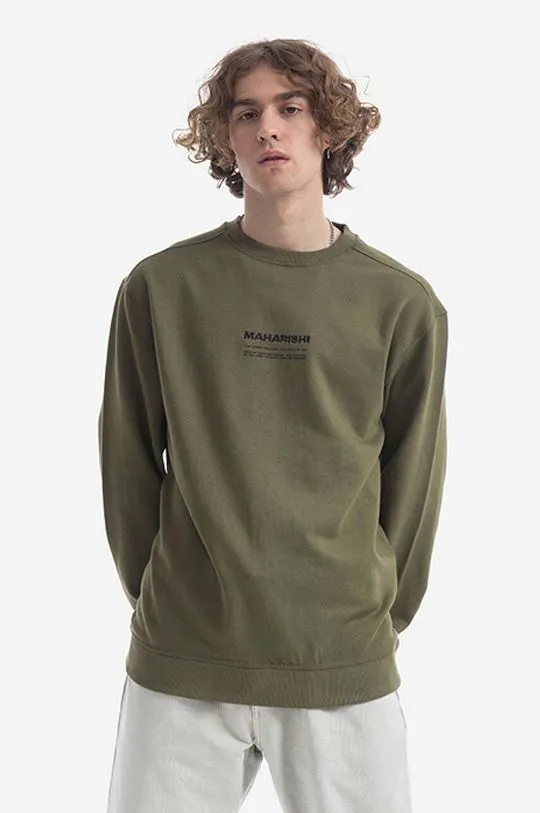 Maharishi cotton sweatshirt men's green color