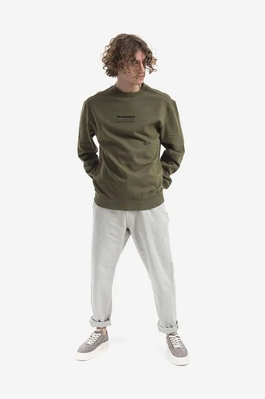 Maharishi cotton sweatshirt men's green color