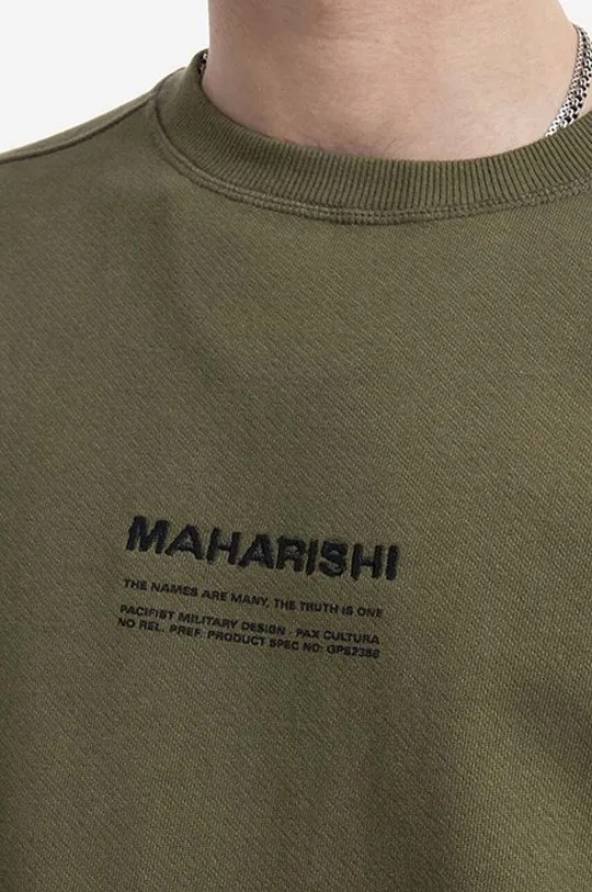 Maharishi cotton sweatshirt men's green color