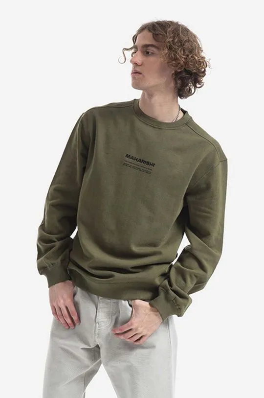 Maharishi cotton sweatshirt men's green color