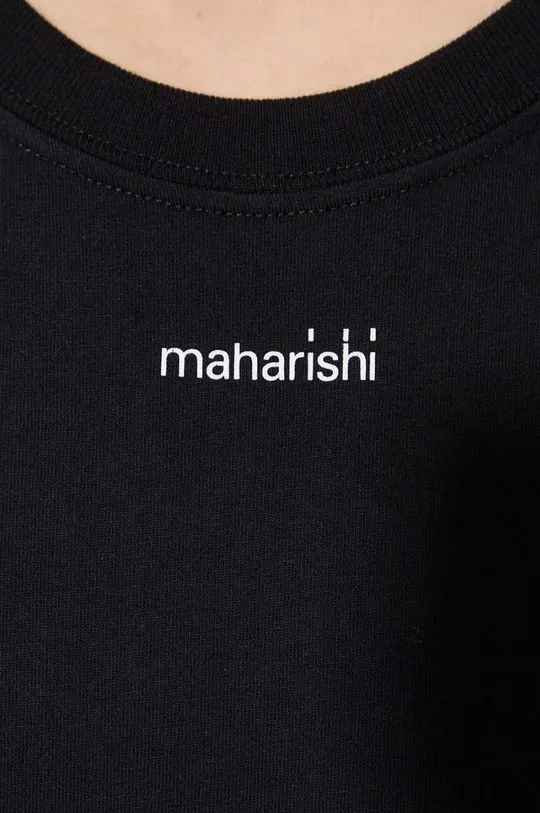 Maharishi cotton t-shirt Micro Maharishi men’s black color smooth 1307.BLACK