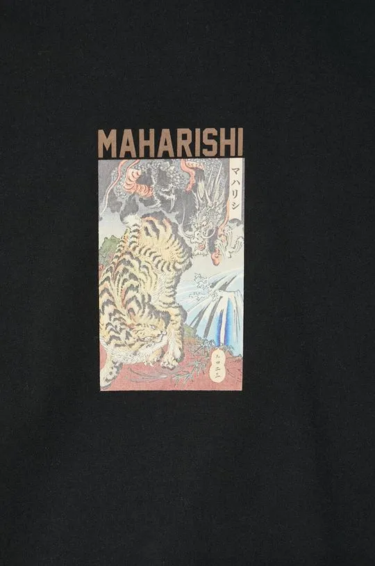 Maharishi cotton t-shirt Tiger Vs. Dragon T-Shirt men’s black color 1078.BLACK