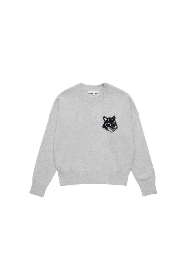 MAISON KITSUNE  |Crew Neck Wool Street Style Long Sleeves Plain Logo