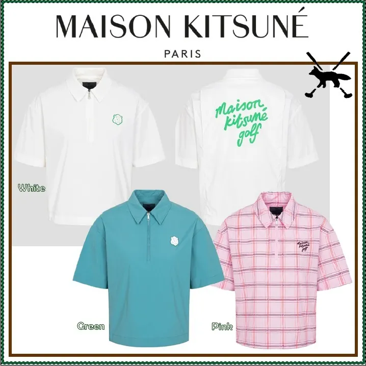 MAISON KITSUNE  |Street Style Short Sleeves Logo Shirts & Blouses