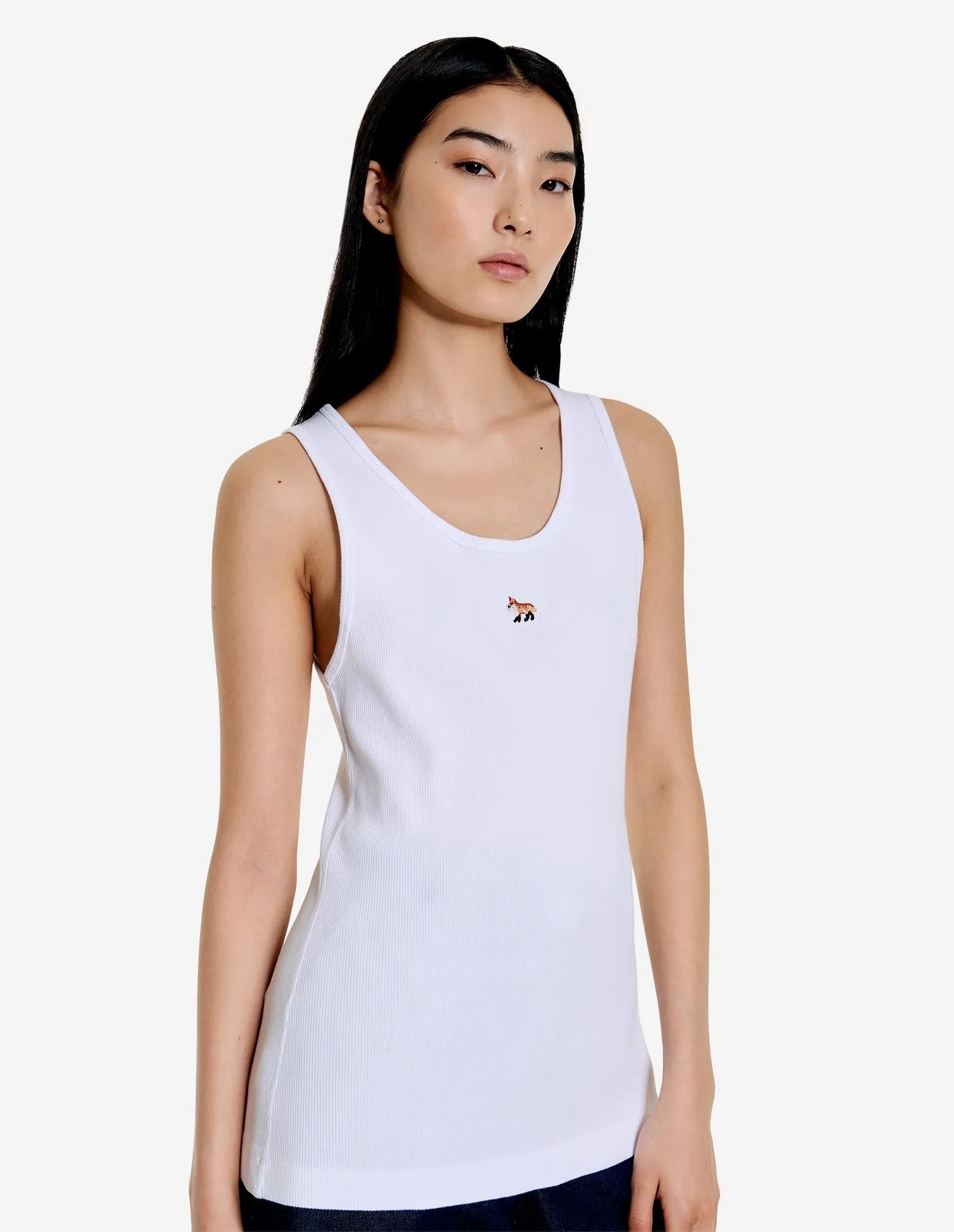 MAISON KITSUNE  |Street Style U-Neck Plain Cotton Logo Tanks & Camisoles