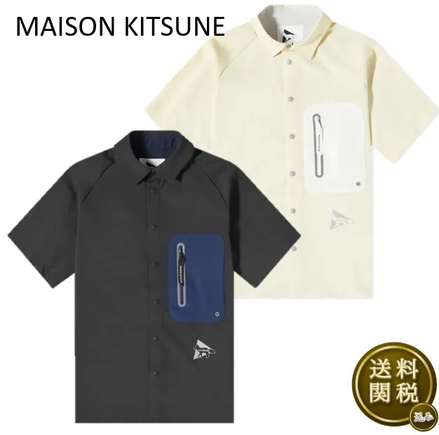 MAISON KITSUNE  |Unisex Street Style Plain Short Sleeves Logo Designers