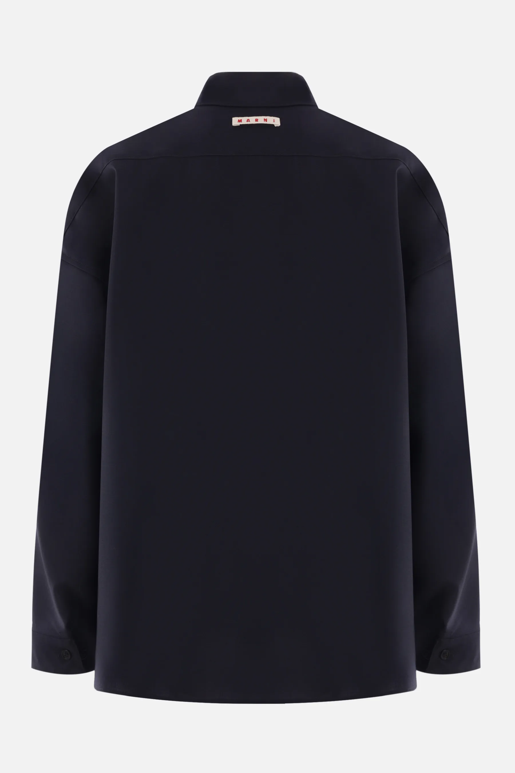 MARNI  |Deep blue tropical wool long-sleeved shirt