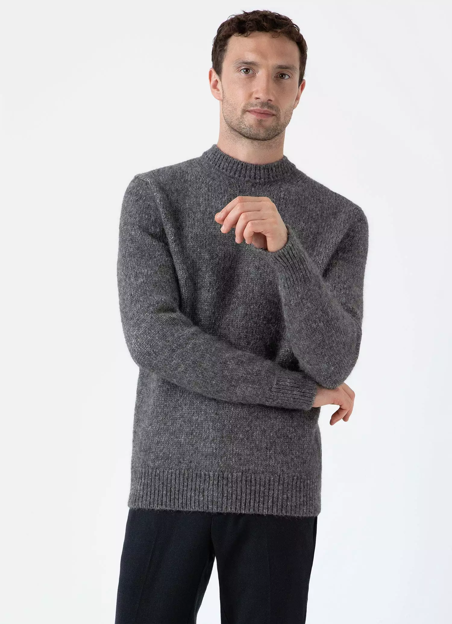 Men's Alpaca Wool Jumper in Charcoal Melange