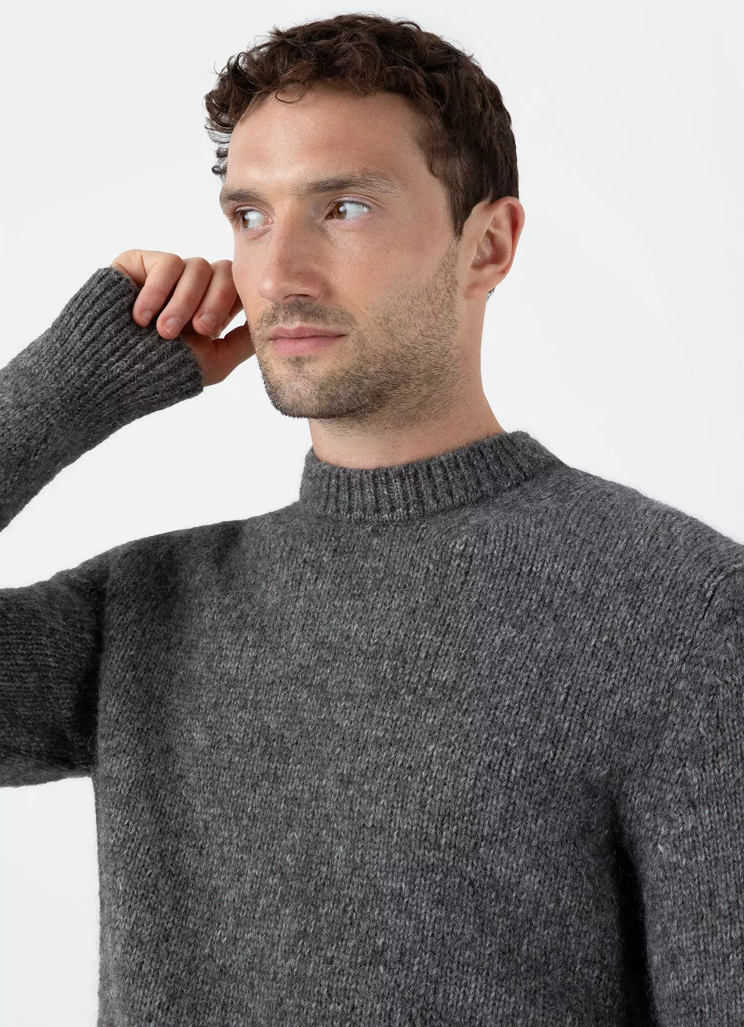 Men's Alpaca Wool Jumper in Charcoal Melange