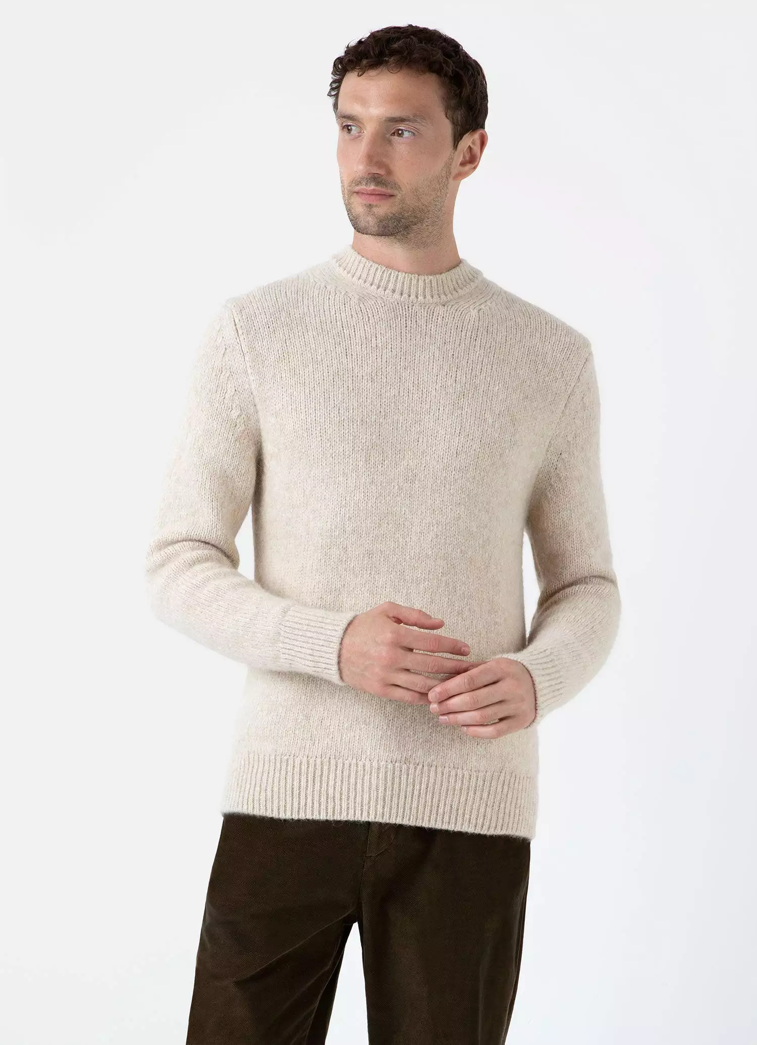 Men's Alpaca Wool Jumper in Ecru