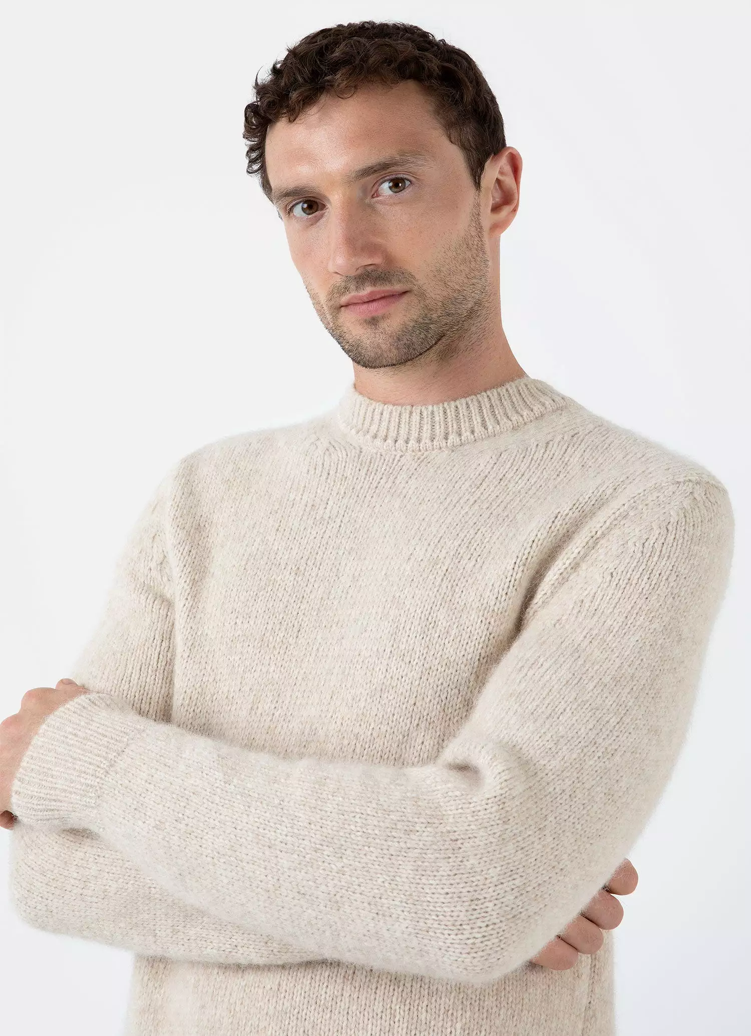 Men's Alpaca Wool Jumper in Ecru