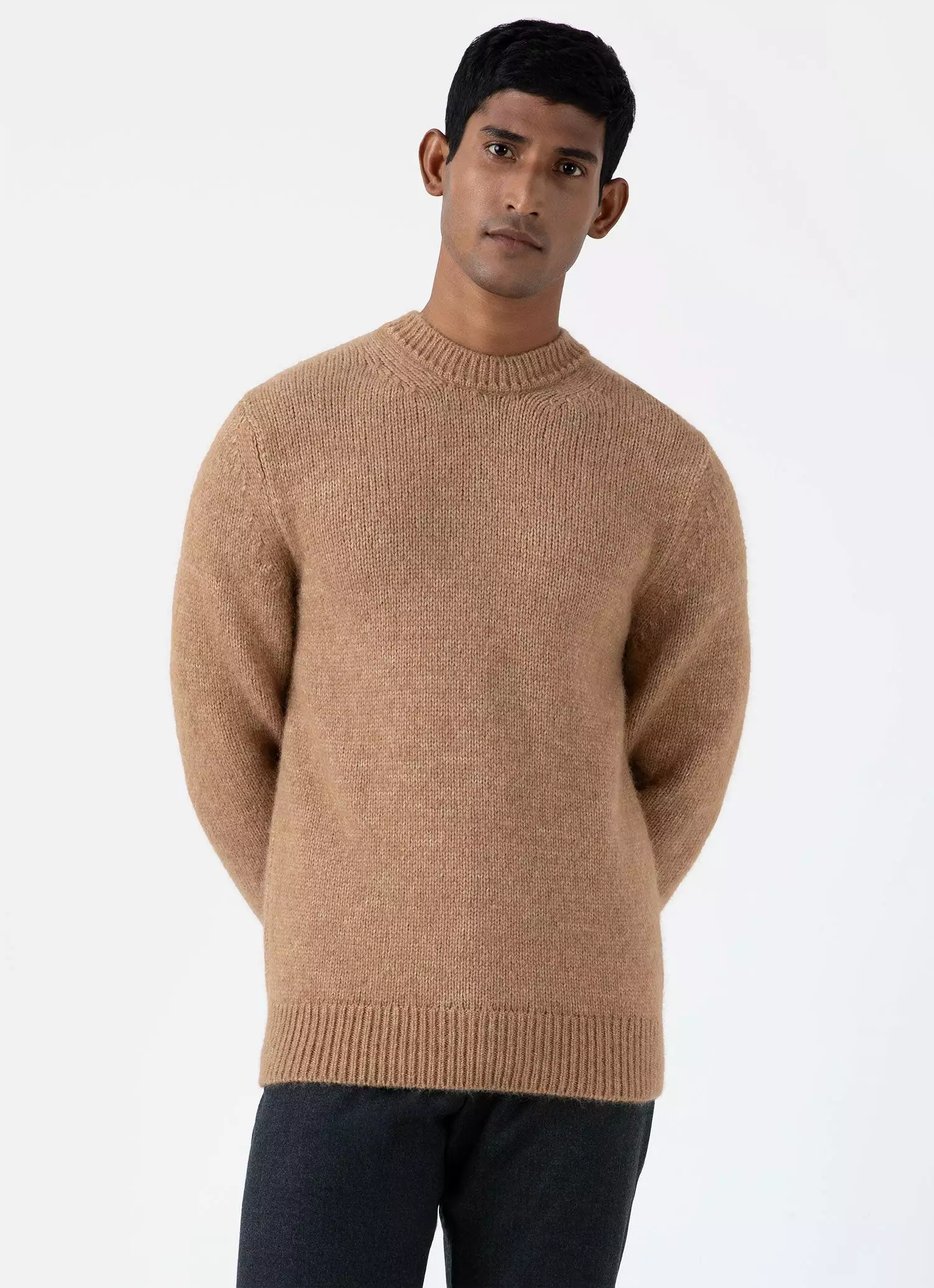 Men's Alpaca Wool Jumper in Light Camel