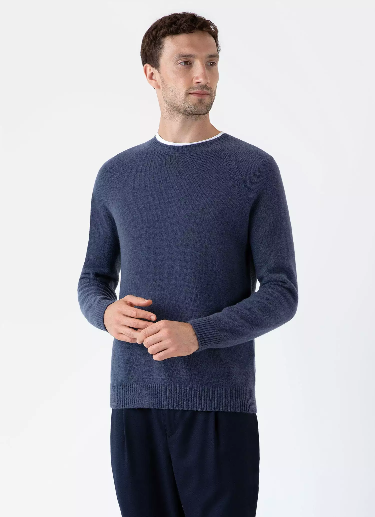 Men's Lambswool Crew Neck Jumper in Slate Blue