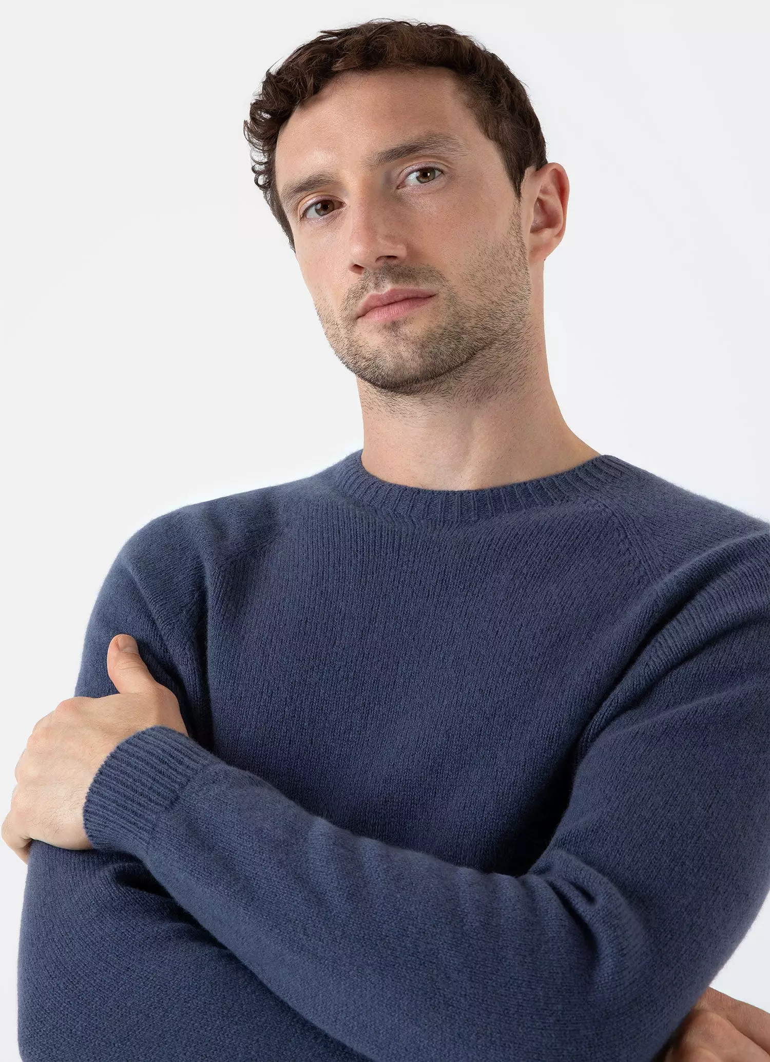 Men's Lambswool Crew Neck Jumper in Slate Blue