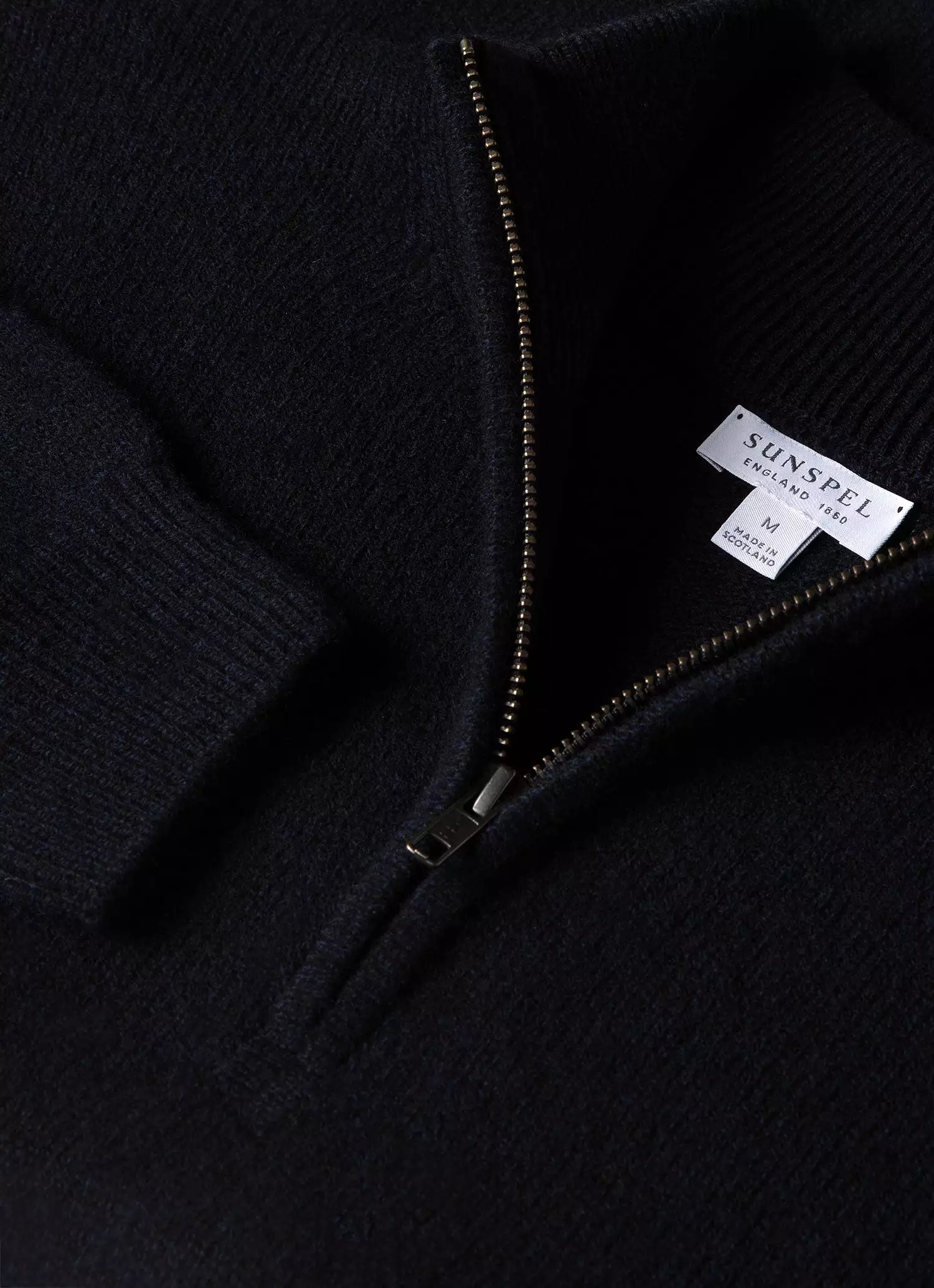 Men's Lambswool Half Zip Jumper in Dark Navy Mouline