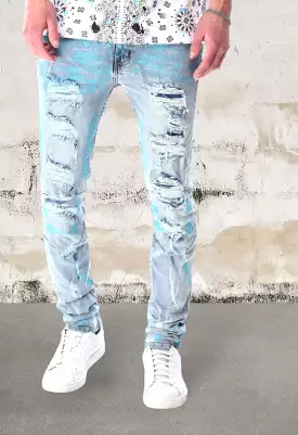 Men's slim fit all-over paint print denim jeans