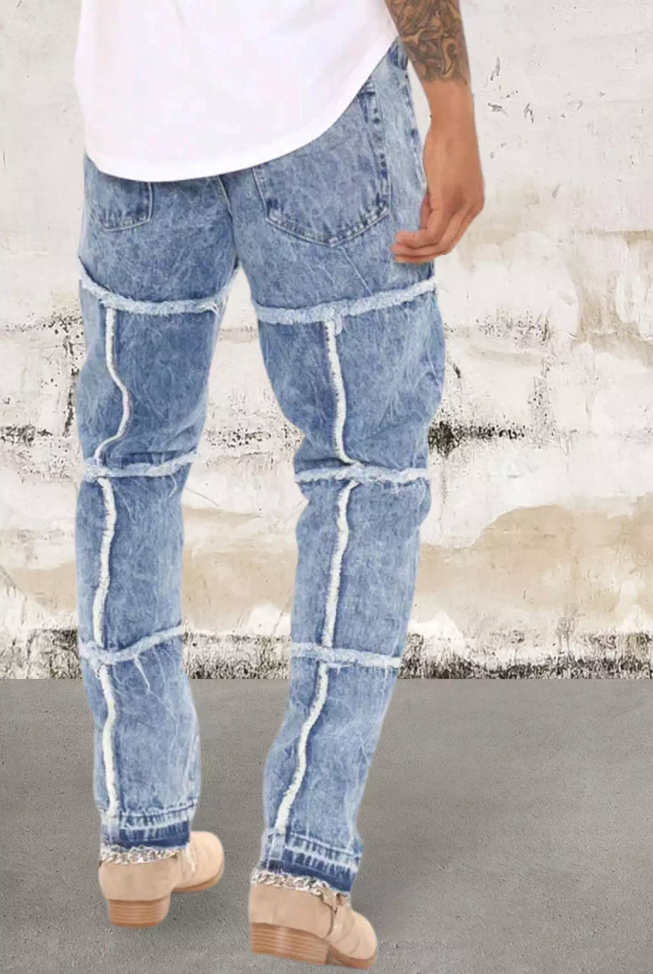 Mens straight leg baggy fit denim jeans