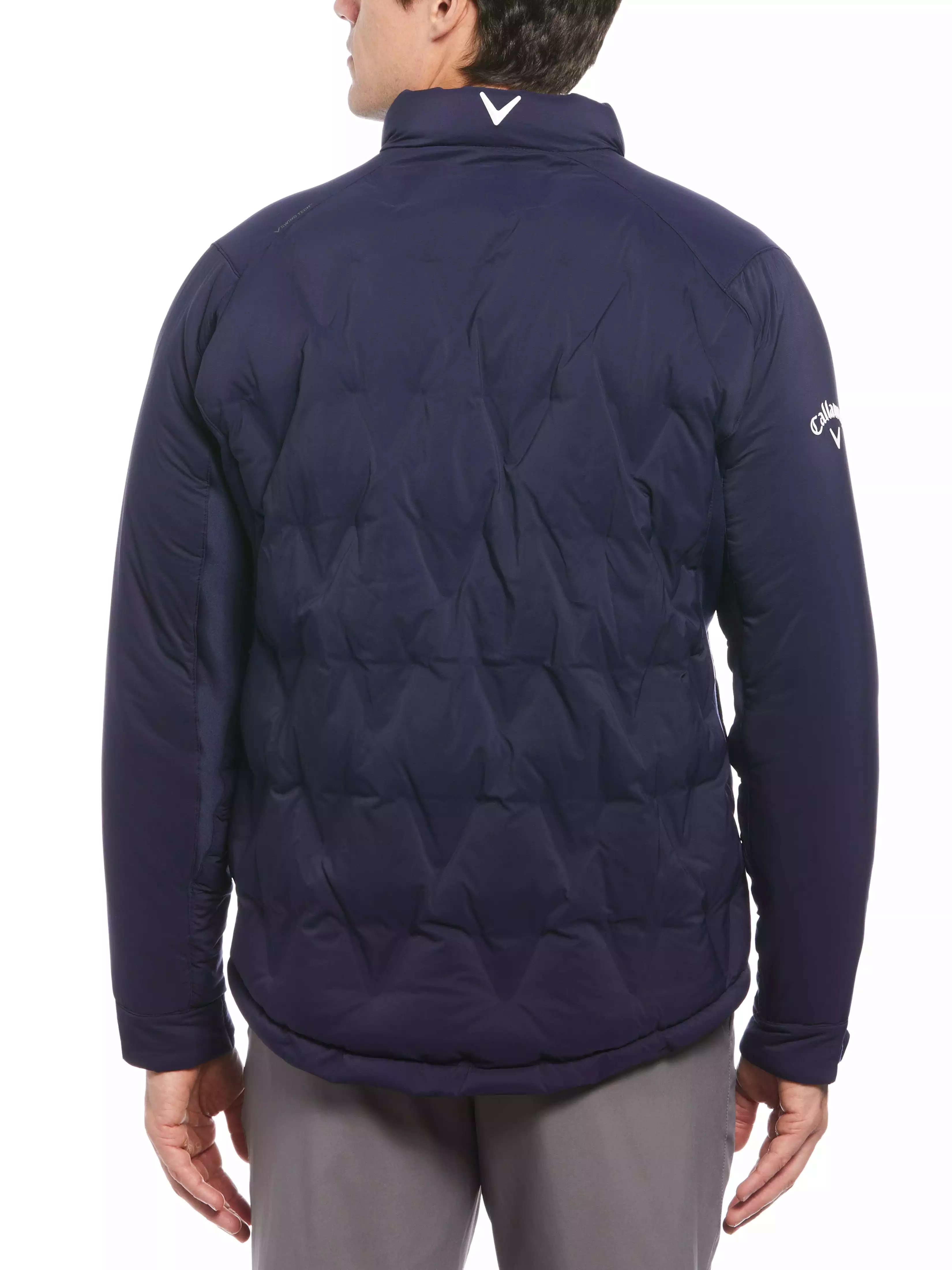 Mens Welded Chevron Print Full Zip Puffer Golf Jacket