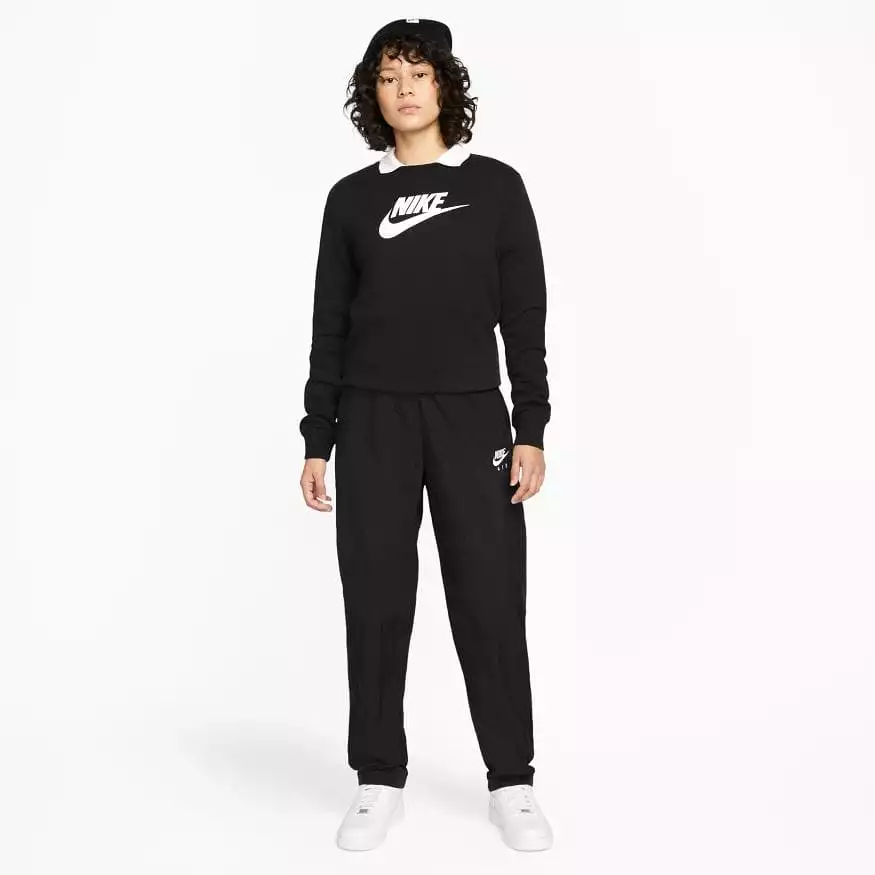 NIKE WOMEN'S SPORTSWEAR CLUB FLEECE BLACK LOGO CREW-NECK SWEATSHIRT