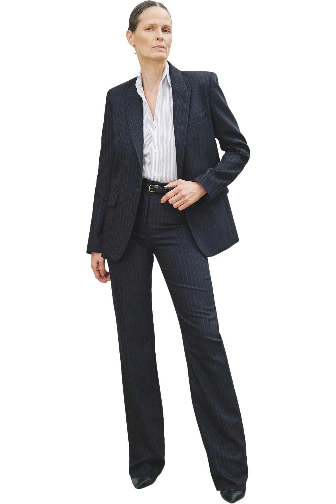 Nili Lotan Corette Pant in Navy Pinstripe