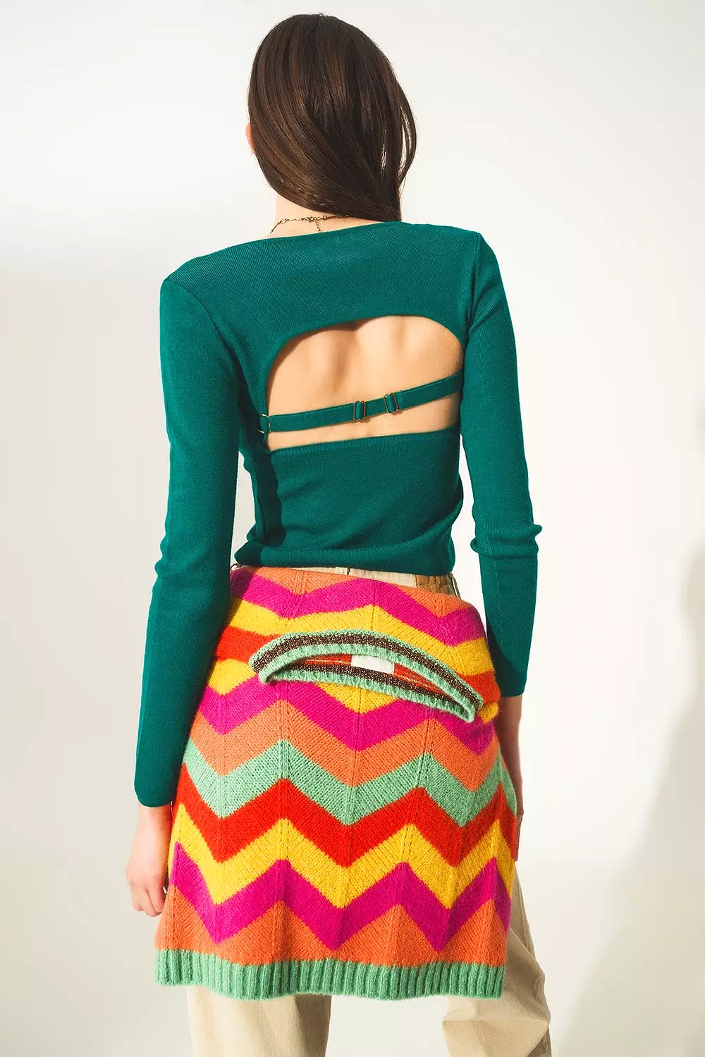 Open Back Jumper in Green