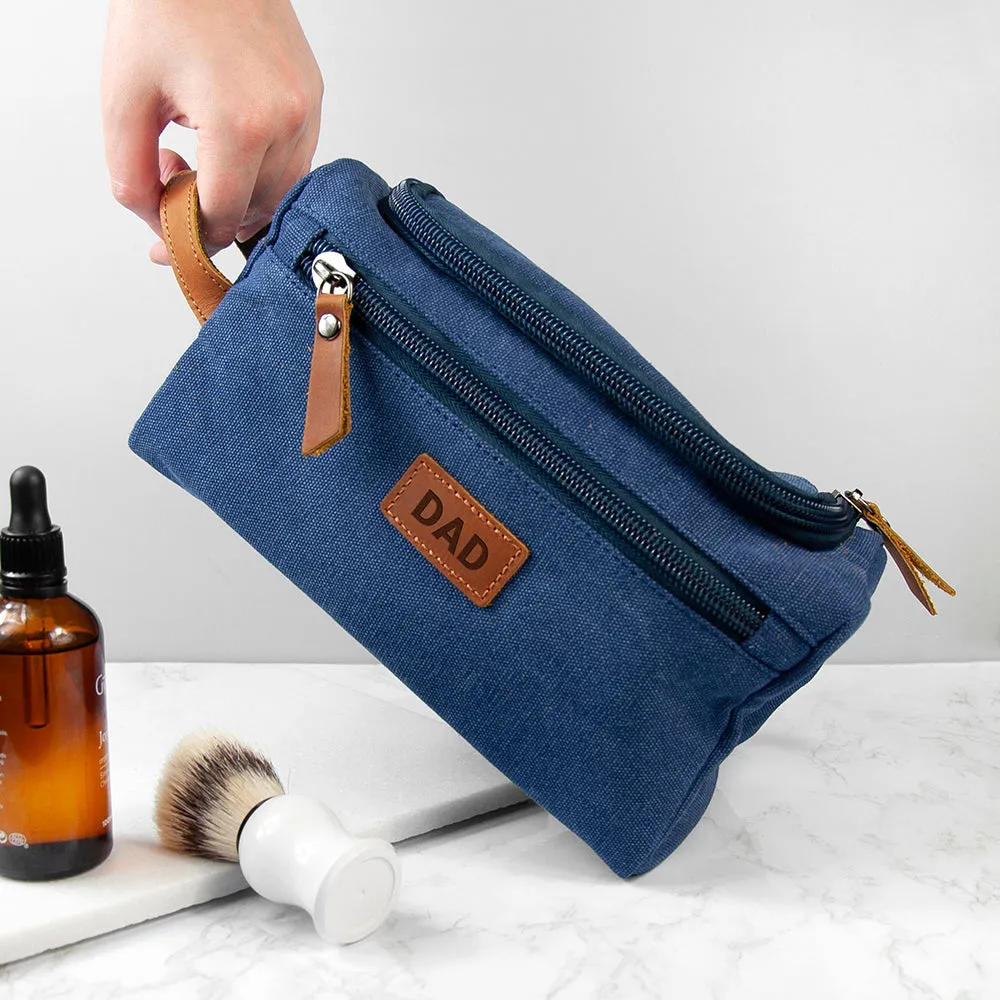 Personalised Jetsetter Denim Wash Bag Blue