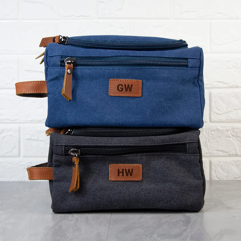 Personalised Jetsetter Denim Wash Bag Blue