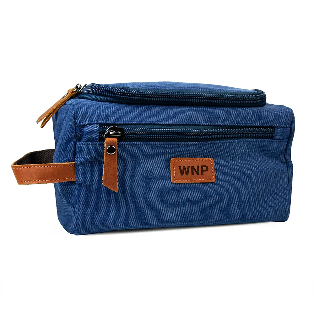 Personalised Jetsetter Denim Wash Bag Blue