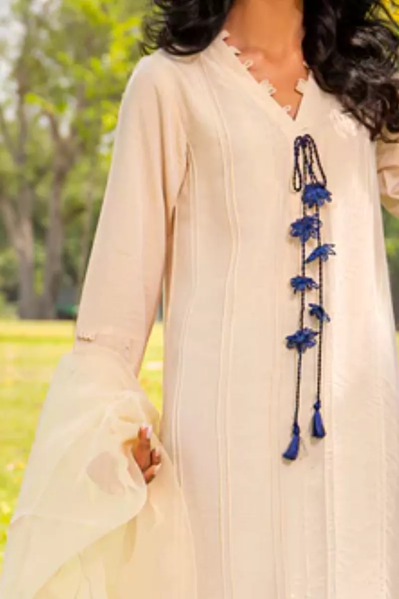 PINUCKS SHIRT WITH EMBROIDERED DUPATTA