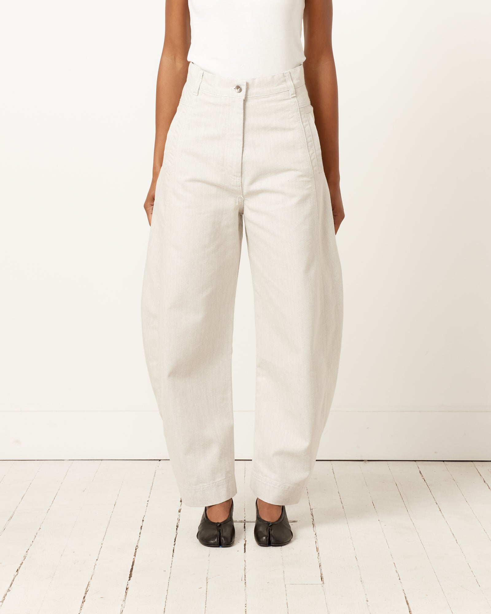 Post Denim Pant in White/Blue