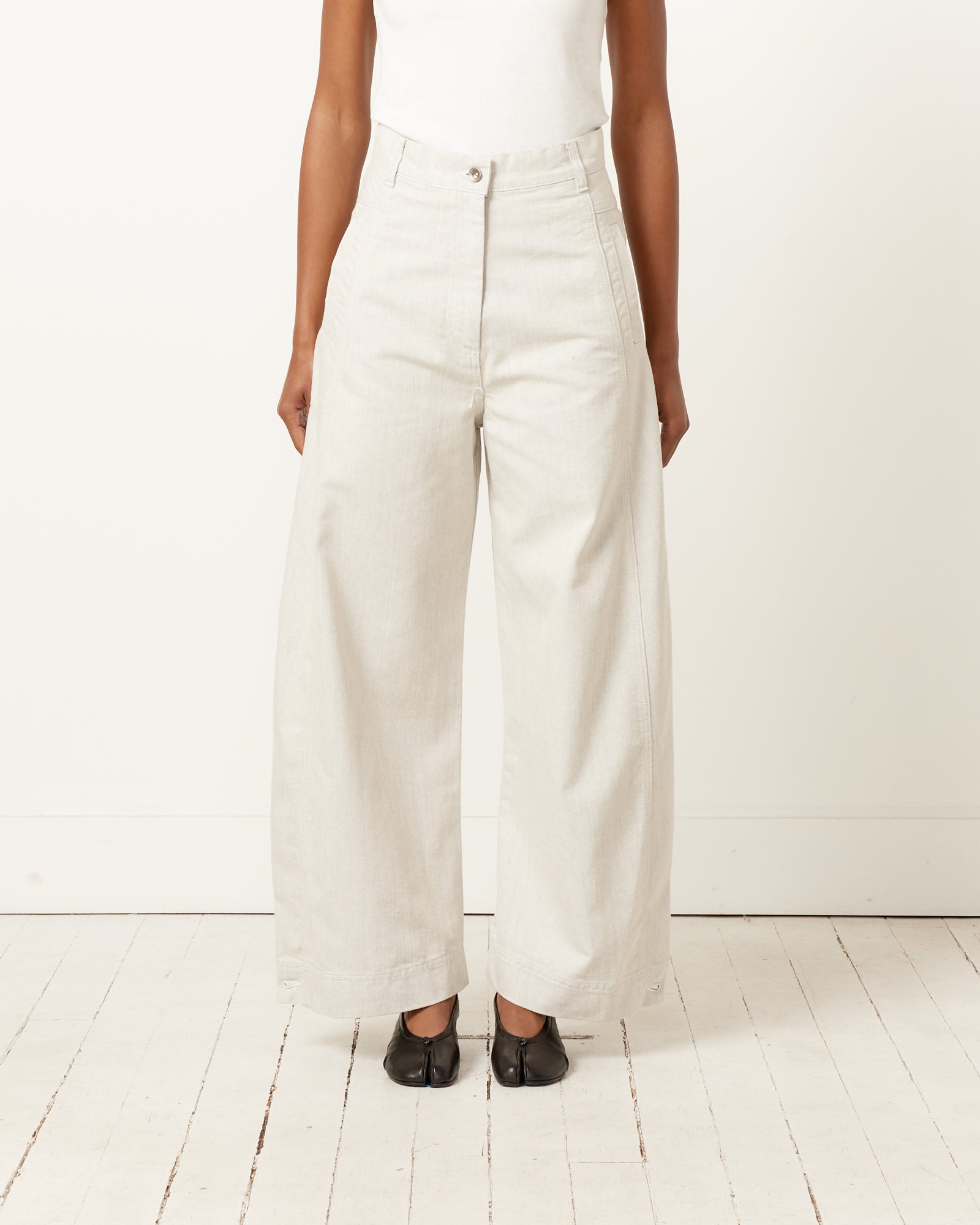 Post Denim Pant in White/Blue